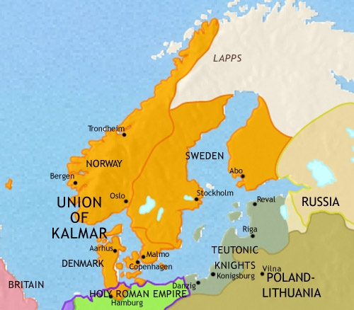 Кальмарская уния, 1453. (Источник: www.timemaps.com) Кальмарская уния, 1453. (Источник: www.timemaps.com)