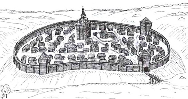 Мстиславль. Рисунок А. Велько. Реконструкция М. Ткачева. XX в. Мстиславль. Рисунок А. Велько. Реконструкция М. Ткачева. XX в.