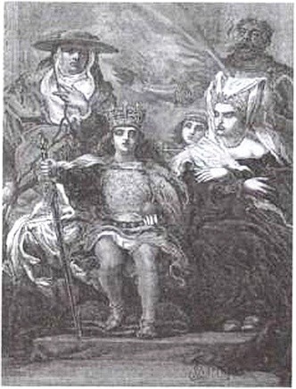 Я. Матейко. Ягеллоны. 1880 г. В центре изображен юный король Владислав III, слева — краковский епископ Збигнев Олесницкий, справа — королевич Казимир Андрей и королева София Гольшанская Я. Матейко. Ягеллоны. 1880 г. В центре изображен юный король Владислав III, слева — краковский епископ Збигнев Олесницкий, справа — королевич Казимир Андрей и королева София Гольшанская